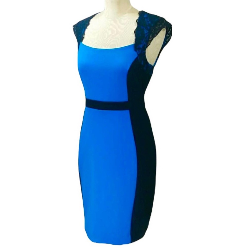 Nicole by Nicole Miller Colorblock lace accented keyhole dress. Size small.